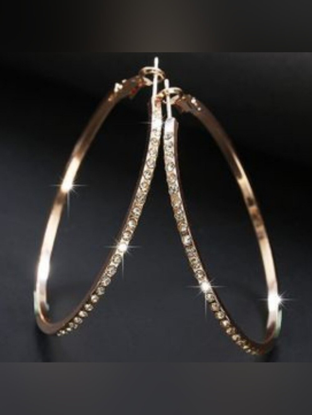 SEE NEW LISTING Rose Gold Rhinestone Hoop Earrings - Picture 1 of 12